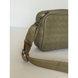 Bottega Veneta Intrecciato Leather Crossbody Bag Taupe 710048 Italy NWT $2500