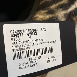 NWT $795 Saint Laurent Womens Fedora Hat Beige/Black Size M Italy