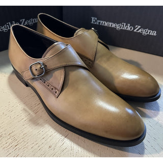 Ermenegildo Zegna Monk Dress Shoes MD Beige 8.5 US ( 41.5 Eu ) Italy New $780
