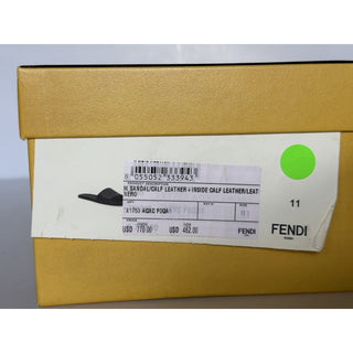Fendi Roma Logo Leather Slide Sandals Black 12 US (11 Fendi) IT 7X1753 NIB $770