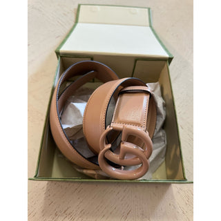 Gucci Women Leather GG Belt warm caramel / nude beige Size 110/44 NWT