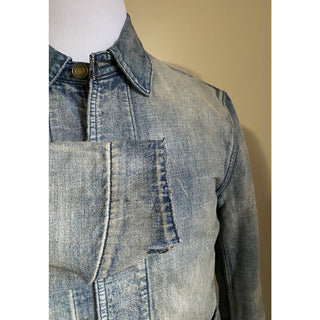 New $1650 Saint Laurent Men Fifties Denim Jacket Sun Dirty Blue L