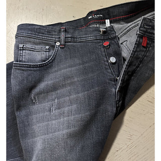 NWT $1495 Kiton Men High Rise Faded Jeans Black 30 US/46 Eu Italy
