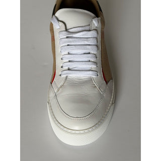 Burberry New Salmond Check Leather Sneakers Optic White 10 US 40 Eu 8024326 NIB