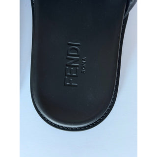Fendi Men's Roma Leather Slide Sandals Black 8 US/7 UK IT 7X1649 NIB $750