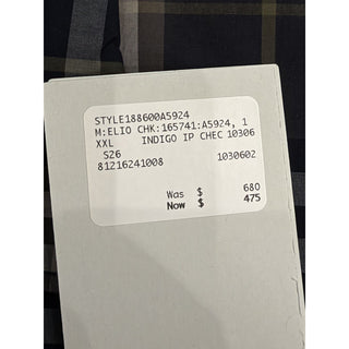 Burberry Elio Check Short Sleeve Shirt Indigo IP Check Men 2XL 8121624 NWT $680