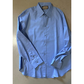Gucci Men’s Boxy Dress Shirt Sky Blue 39/15.5 Italy 703396 NWT $850