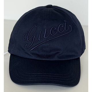 Gucci Emroidered Baseball Cap Hat Cotton Blue M (58 cm) Italy 792782 IT NWT