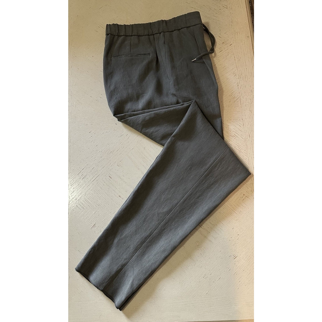 New $1395 Giorgio Armani Men Linen Pants dark olive gray 32 US/48 Eu