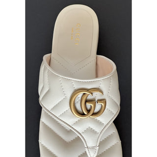Copied - Gucci GG Marmont Padded White Leather Thong Sandals 6.5 US (36.5 Eu) 776948 NIB
