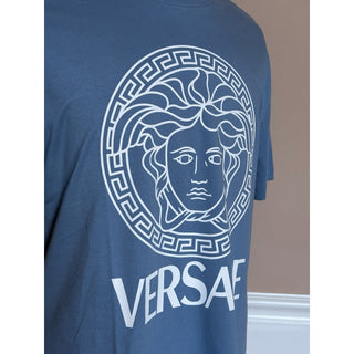 Versace Medusa Greca Logo T-Shirt Blue Men 2XL 1011861 1A16047 NWT