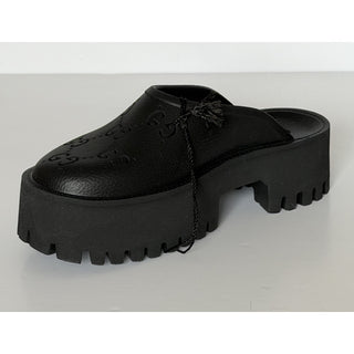 Gucci GG Monogram Rubber Platform Mule Slides Black 9 US (39 Euro) 663577 NWT