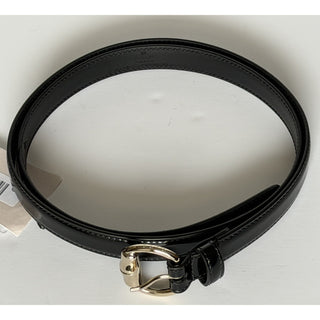 Gucci Metal Bamboo Detail Buckle Women's Black Leather Belt 95/38 IT 828330 NWT
