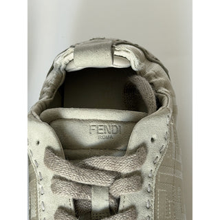 Fendi Fit FF Jacquard Suede Sneakers Grey Men 11 US (10 Fendi) 7E1842 NIB $950