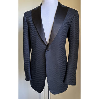 New $10995 Kiton Cashmere & Linen Diner Jacket Blazer Navy/Black 40R US/50R Eu