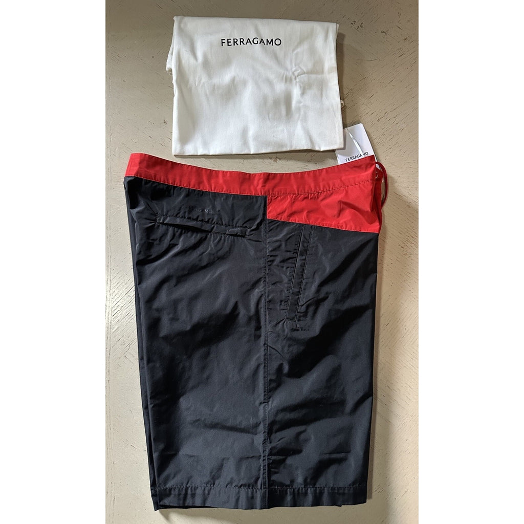 NWT $890 Ferragamo Men’s Swim Short Black/Red size 34 US/50 Eu Italy