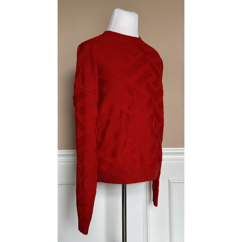 Versace Greca Knit Wool Sweater Red 58 (3XL) Made in Italy 1008473 NWTWD $1175
