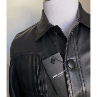 New $4990 Saint Laurent Men’s Leather Jacket Coat Black 36 US/46 Eu Italy