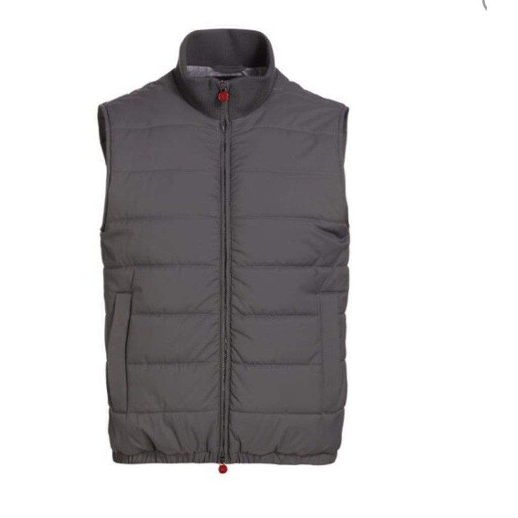 New $4135 Kiton Quilted Stand-Collar Puffer Vest Gilet Gray Size 46 US/58 Eu