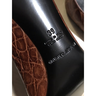 NIB $2995 Giorgio Armani Women Caiman Leather Shoes Burgundy 9 US ( 39 Eu )