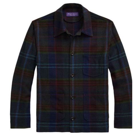 Ralph Lauren Purple Label Men Shadow Plaid Shirt Jacket Size M New $2995 Italy