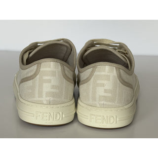 Fendi Domino FF Jacquard Sneakers Ivory Taupe 8 US (7 Fendi) IT 7E1553 NIB $770
