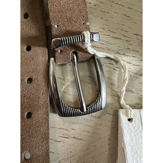 New Brunello Cucinelli Men Suede Buckle Silver Belt Brown 100/40 Italy