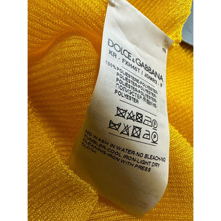 New $895 Dolce&Gabbana Capri Ribbed Long-Sleeve Top BRIGHT YELLOW 42/8