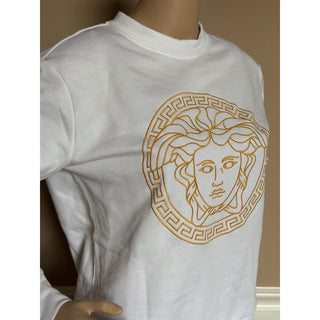Versace Medusa Embroidered Sweatshirt Women’s White/Gold 6 US (40) 1019482 NWT