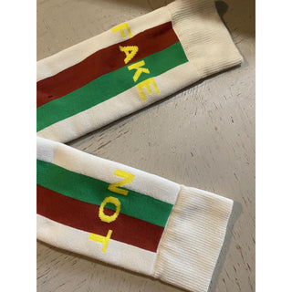 NWT Gucci NOT FAKE Socks With Stripe Red/ Green/Ivory Size M Italy
