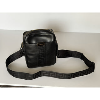 Versace Greek Key Avenue Black Vertical Crossbody Leather Bag 1020736 NWT $1350