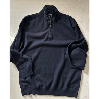 New $2095 Giorgio Armani Men Cashmere zip mock-neck sweater Black 50 Eu/M