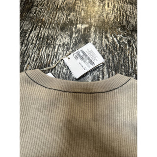 New $1995 Brunello Cucinelli Ribbed Cashmere Crop Sweater Vest LT Brown XL