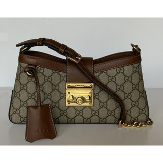 Gucci GG Supreme Leather/Canvas Brown Small Shoulder Bag Italy 811705 NWOT