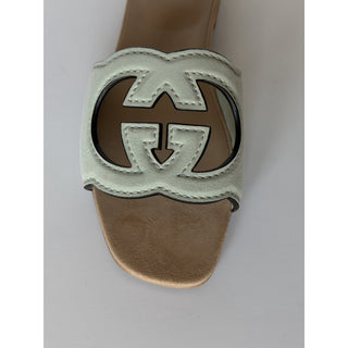 Gucci Interlocking G Green Leather Sandals 6 US (36 Euro) Italy 694451 NIB
