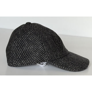 Gucci Herringbone Wool/Silk Baseball Hat Charcoal Logo Cap Size Large 817497 NWT