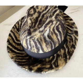 NWT $795 Saint Laurent Womens Fedora Hat Beige/Black Size L Italy