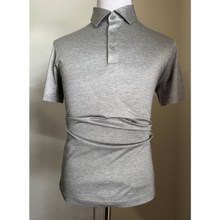 NWT $875 Giorgio Armani Mens Silk/Cotton Polo Shirt Gray 44 US/54 Eu ( XL )Italy
