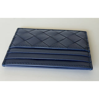 Bottega Veneta Men's Intrecciato Leather Card Case Blue 581060 Italy NWT $390