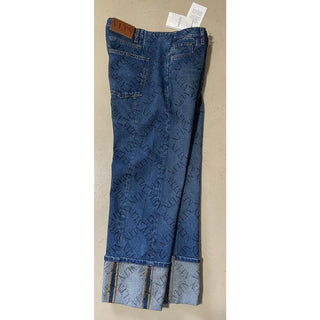 NWT $995 Valentino Men Straight-Flat Logo Cuffed Jeans Pant Blue 34 US ( 50 Eu )
