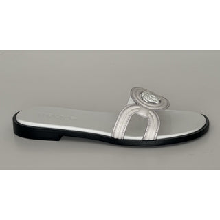 Versace Medusa Leather Mule Slides Porcelain White Women 10 US (40) 1018364 NIB