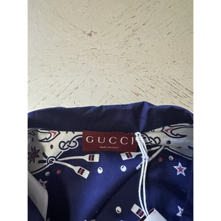 New $1300 Gucci Men’s Double G Bandana Print Shirt Blue/Red/White Size 46/S