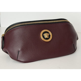 Versace Medusa Head Grainy Calf Leather Belt Bag Burgundy 1002884 IT NWT $1100