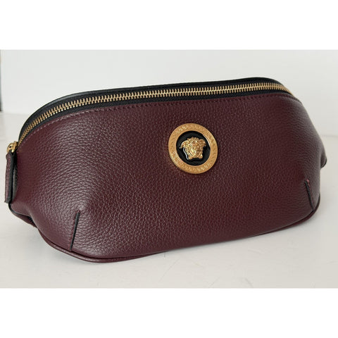 Versace Medusa Head Grainy Calf Leather Belt Bag Burgundy 1002884 IT NWT $1100