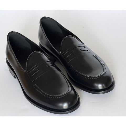 Fendi FF Penny Loafers Black Calf Leather Men 11 US (10 Fendi) 7D1645 NIB $1050
