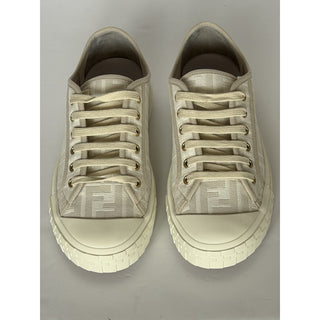 Fendi Domino FF Jacquard Sneakers Ivory Taupe 8 US (7 Fendi) IT 7E1553 NIB $770