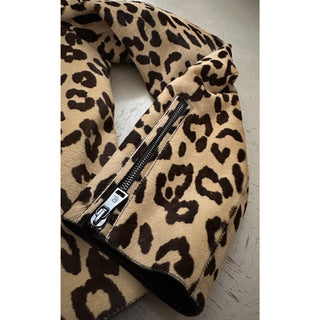 Ralph Lauren Purple Label Women Leopard Print Fur Biker Jacket 8/44 New $6790