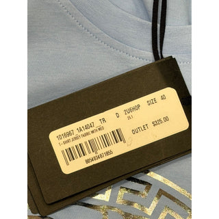 Versace Women's Silver Medusa Light Blue Jersey T-Shirt 6 (40 Euro) 1016967 NWT