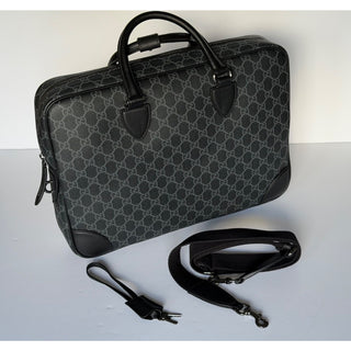 Gucci GG Emblem Medium Black Monogram Briefcase 821149 FAED4 NWOT