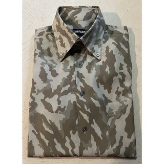 New $1170 TOM FORD Men Button Down Shirt Color Military Size 41/16